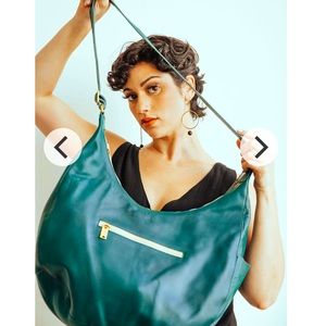 Sseko all leather slouchy crescent bag in agave